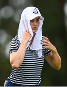 7 August 2021; Sanna Nuutinen of Finland uses a towel to cool down on the ninth hole during round four of the women's individual stroke play at the Kasumigaseki Country Club during the 2020 Tokyo Summer Olympic Games in Kawagoe, Saitama, Japan. Photo by Stephen McCarthy/Sportsfile