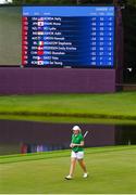 7 August 2021; Stephanie Meadow of Ireland walks past a leaderbaord showing her tied for 6th place as she approaches the 18th green during round four of the women's individual stroke play at the Kasumigaseki Country Club during the 2020 Tokyo Summer Olympic Games in Kawagoe, Saitama, Japan. Photo by Stephen McCarthy/Sportsfile