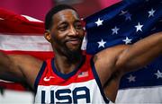 7 August 2021; Bam Adebayo of USA celebrates after the men's gold medal match between the USA and France at the Saitama Super Arena during the 2020 Tokyo Summer Olympic Games in Tokyo, Japan. Photo by Brendan Moran/Sportsfile