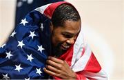 7 August 2021; Kevin Durant of USA celebrates after the men's gold medal match between the USA and France at the Saitama Super Arena during the 2020 Tokyo Summer Olympic Games in Tokyo, Japan. Photo by Brendan Moran/Sportsfile