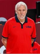 7 August 2021; USA head coach Gregg Popovich during the men's gold medal match between the USA and France at the Saitama Super Arena during the 2020 Tokyo Summer Olympic Games in Tokyo, Japan. Photo by Brendan Moran/Sportsfile