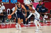 7 August 2021; Nicolas Batum of France in action against Damian Lillard of USA during the men's gold medal match between the USA and France at the Saitama Super Arena during the 2020 Tokyo Summer Olympic Games in Tokyo, Japan. Photo by Brendan Moran/Sportsfile