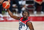 7 August 2021; Jrue Holiday of USA during the men's gold medal match between the USA and France at the Saitama Super Arena during the 2020 Tokyo Summer Olympic Games in Tokyo, Japan. Photo by Brendan Moran/Sportsfile