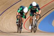 7 August 2021; Mark Downey, right, and Felix English of Ireland in action during the men's madison race at Izu velodrome on day 15 during the 2020 Tokyo Summer Olympic Games in Shizuoka, Japan. Photo by Alex Broadway/Sportsfile