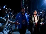 6 August 2021; Michael Conlan makes his way to the ring prior to his WBA interim world featherweight title bout against TJ Doheny at Falls Park in Belfast. Photo by David Fitzgerald/Sportsfile