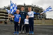 7 August 2021; Waterford supporting brothers, from left, Brian Houlihan, age 6, Conor Houlihan age 10, Seán Houlihan, age 2 and Darragh Houlihan, age 8, from Kilrossanty, Waterford before the GAA Hurling All-Ireland Senior Championship semi-final match between Limerick and Waterford at Croke Park in Dublin. Photo by Seb Daly/Sportsfile