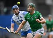 7 August 2021; Seán Finn of Limerick in action against Austin Gleeson of Waterford during the GAA Hurling All-Ireland Senior Championship semi-final match between Limerick and Waterford at Croke Park in Dublin. Photo by Piaras Ó Mídheach/Sportsfile
