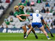 7 August 2021; Tom Morrissey of Limerick in action against Shane Bennett of Waterford during the GAA Hurling All-Ireland Senior Championship semi-final match between Limerick and Waterford at Croke Park in Dublin. Photo by Eóin Noonan/Sportsfile