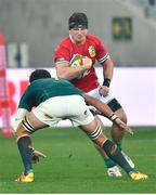 7 August 2021; Tom Curry of the British and Irish Lions in action against Franco Mostert of South Africa during the third test of the British and Irish Lions tour match between South Africa and British and Irish Lions at Cape Town Stadium in Cape Town, South Africa. Photo by Ashley Vlotman/Sportsfile