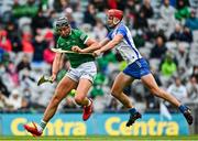 7 August 2021; Gearóid Hegarty of Limerick in action against Calum Lyons of Waterford during the GAA Hurling All-Ireland Senior Championship semi-final match between Limerick and Waterford at Croke Park in Dublin. Photo by Eóin Noonan/Sportsfile