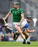 7 August 2021; William O’Donoghue of Limerick gets past Jamie Barron of Waterford during the GAA Hurling All-Ireland Senior Championship semi-final match between Limerick and Waterford at Croke Park in Dublin. Photo by Piaras Ó Mídheach/Sportsfile