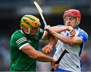 7 August 2021; Dan Morrissey of Limerick is tackled by Darragh Lyons of Waterford during the GAA Hurling All-Ireland Senior Championship semi-final match between Limerick and Waterford at Croke Park in Dublin. Photo by Eóin Noonan/Sportsfile