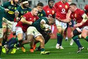 7 August 2021; Bongi Mbonambi of South Africa is tackled by Ken Owens, left, and Tadhg Furlong of British and Irish Lions during the third test of the British and Irish Lions tour match between South Africa and British and Irish Lions at Cape Town Stadium in Cape Town, South Africa. Photo by Ashley Vlotman/Sportsfile