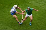 7 August 2021; Seán Finn of Limerick in action against Jack Fagan of Waterford during the GAA Hurling All-Ireland Senior Championship semi-final match between Limerick and Waterford at Croke Park in Dublin. Photo by Daire Brennan/Sportsfile