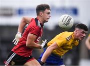7 August 2021; Shealan Johnston of Down breaks away from Patrick Gavin of Roscommon during the EirGrid GAA All-Ireland Football U20 Championship semi-final match between Roscommon and Down at Kingspan Breffni Park in Cavan. Photo by David Fitzgerald/Sportsfile