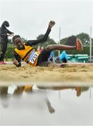 7 August 2021; Ryan Onoh of Leevale AC, Cork, competing in the Boy's U14 Long Jump during day two of the Irish Life Health National Juvenile Track & Field Championships at Tullamore Harriers Stadium in Tullamore, Offaly. Photo by Sam Barnes/Sportsfile