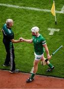 7 August 2021; Limerick manager John Kiely with Cian Lynch of Limerick during the GAA Hurling All-Ireland Senior Championship semi-final match between Limerick and Waterford at Croke Park in Dublin. Photo by Daire Brennan/Sportsfile