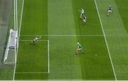 7 August 2021; Limerick goalkeeper Nickie Quaid saves a shot from Austin Gleeson of Waterford during the GAA Hurling All-Ireland Senior Championship semi-final match between Limerick and Waterford at Croke Park in Dublin. Photo by Daire Brennan/Sportsfile