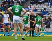 7 August 2021; Referee John Keenan shows a red card to Peter Casey of Limerick during the GAA Hurling All-Ireland Senior Championship semi-final match between Limerick and Waterford at Croke Park in Dublin. Photo by Eóin Noonan/Sportsfile