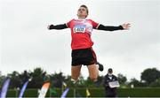 7 August 2021; Michael Kent of DMP AC, Wexford, competing in the Boy's U15 Triple Jump during day two of the Irish Life Health National Juvenile Track & Field Championships at Tullamore Harriers Stadium in Tullamore, Offaly. Photo by Sam Barnes/Sportsfile