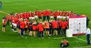 7 August 2021; British and Irish Lions players and staff huddle after the third test of the British and Irish Lions tour match between South Africa and British and Irish Lions at Cape Town Stadium in Cape Town, South Africa. Photo by Ashley Vlotman/Sportsfile