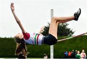 7 August 2021; Aoife Grimes of Limerick AC, competing in the Girl's U15 High Jump during day two of the Irish Life Health National Juvenile Track & Field Championships at Tullamore Harriers Stadium in Tullamore, Offaly. Photo by Sam Barnes/Sportsfile