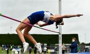 7 August 2021; Amy Timoney of Finn Valley AC, Donegal, competing in the Girl's U15 High Jump  during day two of the Irish Life Health National Juvenile Track & Field Championships at Tullamore Harriers Stadium in Tullamore, Offaly. Photo by Sam Barnes/Sportsfile