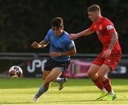 6 August 2021; Liam Kerrigan of UCD in action against Kameron Ledwidge of Shelbourne during the SSE Airtricity League First Division match between UCD and Shelbourne at the UCD Bowl in Dublin. Photo by Matt Browne/Sportsfile