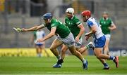 7 August 2021; David Reidy of Limerick in action against Darragh Lyons of Waterford during the GAA Hurling All-Ireland Senior Championship semi-final match between Limerick and Waterford at Croke Park in Dublin. Photo by Seb Daly/Sportsfile