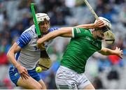 7 August 2021; Jack Fagan of Waterford in action against Kyle Hayes of Limerick during the GAA Hurling All-Ireland Senior Championship semi-final match between Limerick and Waterford at Croke Park in Dublin. Photo by Seb Daly/Sportsfile