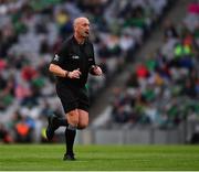 7 August 2021; Referee John Keenan during the GAA Hurling All-Ireland Senior Championship semi-final match between Limerick and Waterford at Croke Park in Dublin. Photo by Ray McManus/Sportsfile