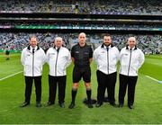 7 August 2021; Referee John Keenan with his umpires Paul Refille, David Clune, Tommy Redmond and Eddie Leonard before the GAA Hurling All-Ireland Senior Championship semi-final match between Limerick and Waterford at Croke Park in Dublin. Photo by Ray McManus/Sportsfile