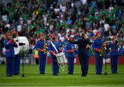 7 August 2021; Members of the Artane School of Music Band play the National Anthem, Amhrán na bhFiann, before the GAA Hurling All-Ireland Senior Championship semi-final match between Limerick and Waterford at Croke Park in Dublin. Photo by Ray McManus/Sportsfile