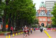 8 August 2021; Lawrence Cherono and Amoz Kipruto of Kenya in action during the men's marathon at Hokkaido Government Offices on day 16 during the 2020 Tokyo Summer Olympic Games in Sapporo, Japan. Photo by Ramsey Cardy/Sportsfile