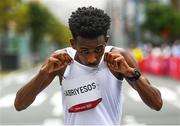 8 August 2021; Tachlowini Gabriyesos of Refugee Olympic Team after the men's marathon at Sapporo Odori Park on day 16 during the 2020 Tokyo Summer Olympic Games in Sapporo, Japan. Photo by Ramsey Cardy/Sportsfile