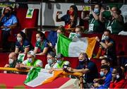 8 August 2021; Team Ireland athletes and support staff cheer on Kellie Harrington of Ireland ahead of her women's lightweight final bout with Beatriz Ferreira of Brazil at the Kokugikan Arena during the 2020 Tokyo Summer Olympic Games in Tokyo, Japan. Photo by Brendan Moran/Sportsfile