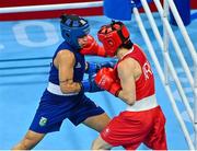 8 August 2021; Kellie Harrington of Ireland, right, and Beatriz Ferreira of Brazil during their women's lightweight final bout at the Kokugikan Arena during the 2020 Tokyo Summer Olympic Games in Tokyo, Japan. Photo by Brendan Moran/Sportsfile