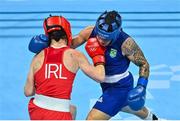 8 August 2021; Kellie Harrington of Ireland, left, and Beatriz Ferreira of Brazil during their women's lightweight final bout at the Kokugikan Arena during the 2020 Tokyo Summer Olympic Games in Tokyo, Japan. Photo by Brendan Moran/Sportsfile