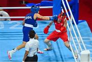 8 August 2021; Kellie Harrington of Ireland, right, and Beatriz Ferreira of Brazil during their women's lightweight final bout at the Kokugikan Arena during the 2020 Tokyo Summer Olympic Games in Tokyo, Japan. Photo by Brendan Moran/Sportsfile