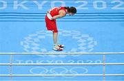 8 August 2021; Kellie Harrington of Ireland bows after defeating Beatriz Ferreira of Brazil in their women's lightweight final bout at the Kokugikan Arena during the 2020 Tokyo Summer Olympic Games in Tokyo, Japan. Photo by Brendan Moran/Sportsfile