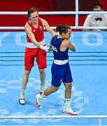 8 August 2021; Kellie Harrington of Ireland, left, and Beatriz Ferreira of Brazil exchange a handshake after their women's lightweight final bout at the Kokugikan Arena during the 2020 Tokyo Summer Olympic Games in Tokyo, Japan. Photo by Brendan Moran/Sportsfile