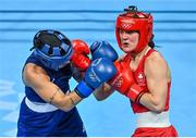 8 August 2021; Kellie Harrington of Ireland, right, and Beatriz Ferreira of Brazil during their women's lightweight final bout at the Kokugikan Arena during the 2020 Tokyo Summer Olympic Games in Tokyo, Japan. Photo by Brendan Moran/Sportsfile