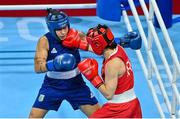 8 August 2021; Kellie Harrington of Ireland, right, and Beatriz Ferreira of Brazil during their women's lightweight final bout at the Kokugikan Arena during the 2020 Tokyo Summer Olympic Games in Tokyo, Japan. Photo by Brendan Moran/Sportsfile