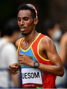 8 August 2021; Oqbe Kibrom Ruesom of Eritrea during the men's marathon at Sapporo Odori Park on day 16 during the 2020 Tokyo Summer Olympic Games in Sapporo, Japan. Photo by Ramsey Cardy/Sportsfile