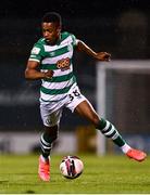 5 August 2021; Aidomo Emakhu of Shamrock Rovers during the UEFA Europa Conference League third qualifying round first leg match between Shamrock Rovers and Teuta at Tallaght Stadium in Dublin. Photo by Eóin Noonan/Sportsfile