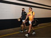 8 August 2021; Cillian Buckley, right, and Paddy Deegan of Kilkenny arrive before the GAA Hurling All-Ireland Senior Championship semi-final match between Kilkenny and Cork at Croke Park in Dublin. Photo by Harry Murphy/Sportsfile