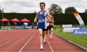 8 August 2021; Harry Colbert of Waterford AC, celebrates winning the Boy's U17 3000m during day three of the Irish Life Health National Juvenile Track & Field Championships at Tullamore Harriers Stadium in Tullamore, Offaly. Photo by Sam Barnes/Sportsfile