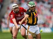 8 August 2021; Paddy Deegan of Kilkenny in action against Shane Barrett of Cork during the GAA Hurling All-Ireland Senior Championship semi-final match between Kilkenny and Cork at Croke Park in Dublin. Photo by Harry Murphy/Sportsfile