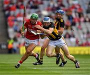 8 August 2021; Robbie O'Flynn of Cork is tackled by Robert Downey of Cork during the GAA Hurling All-Ireland Senior Championship semi-final match between Kilkenny and Cork at Croke Park in Dublin. Photo by Ray McManus/Sportsfile