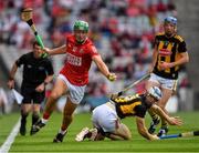 8 August 2021; Robbie O'Flynn of Cork in action against Robert Downey and Séamus Harnedy of Cork during the GAA Hurling All-Ireland Senior Championship semi-final match between Kilkenny and Cork at Croke Park in Dublin. Photo by Ray McManus/Sportsfile